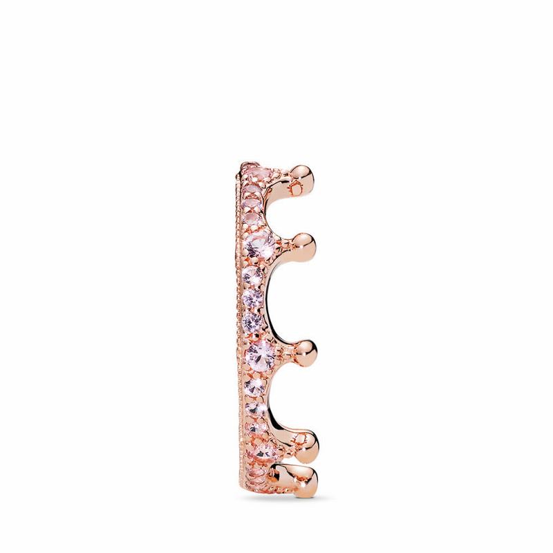 Pandora Pink Sparkling Crown Stackable Ring Ireland - Pandora Rose/Pink/Crystal - 520816WFS